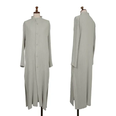 ISSEY MIYAKE Pleated Mao Collar Long Coat