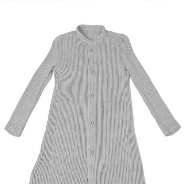 ISSEY MIYAKE Pleated Mao Collar Long Coat K-170790_003