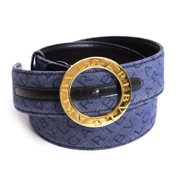BVLGARI Logo Mania Denim Belt Blue 42 K-170796_001