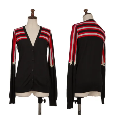 SONIA RYKIEL Silk Cotton Star Striped Knit Cardigan