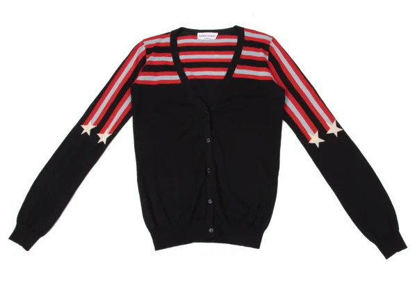 SONIA RYKIEL Silk Cotton Star Striped Knit Cardigan K-170798_002