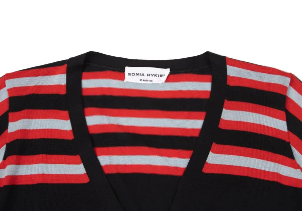 SONIA RYKIEL Silk Cotton Star Striped Knit Cardigan K-170798_005