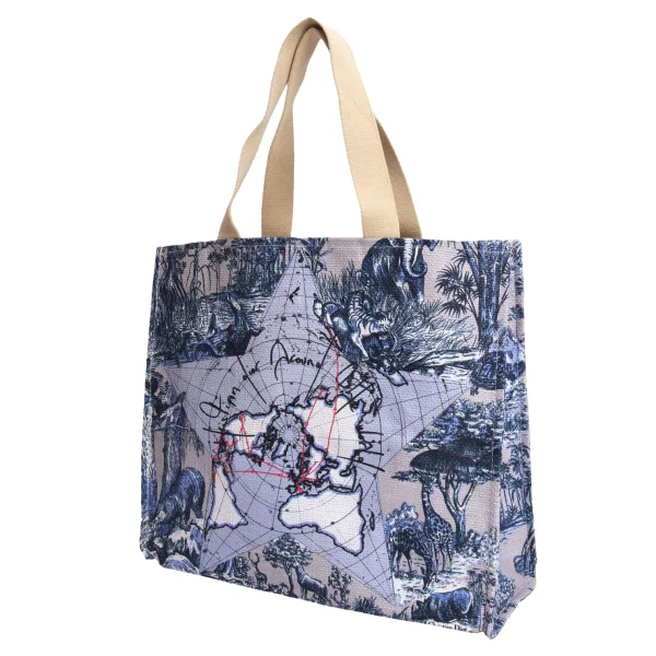 Christian Dior Animal Map Printed Tote Bag Blue  K-170801_001