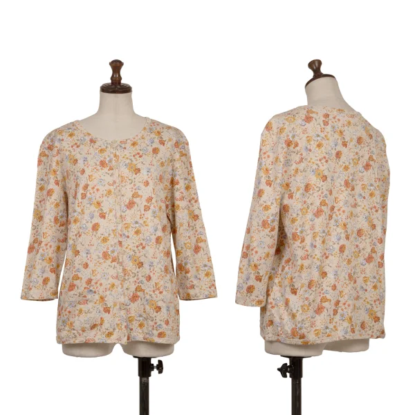 Mademoiselle NON NON Cotton Floral Print T-shirt Beige,Multi-Color L K-170807_001