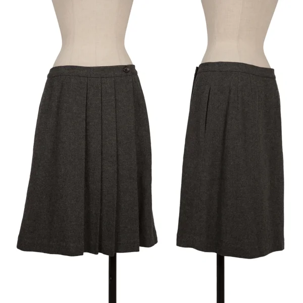 MARGARET HOWELL Wool Pleats Wrap Skirt Charcoal 2 K-170809_001