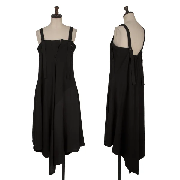 Y's Wool Flannel Switching Sleeveless Dress Black 2 K-170818_001