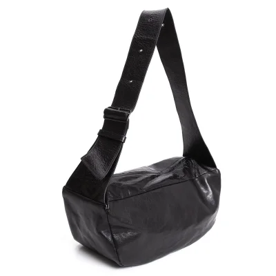Y's SURFACE-DYED SOFT TAN LEATHER BOX SHOULDER BAG
