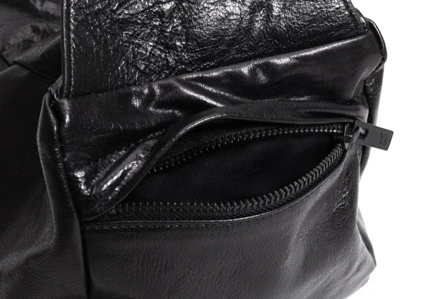Y's SURFACE-DYED SOFT TAN LEATHER BOX SHOULDER BAG K-170820_004