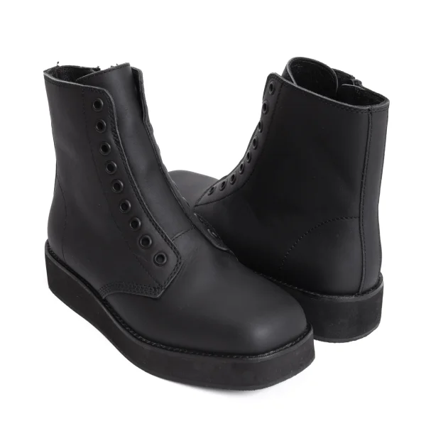 Yohji Yamamoto FEMME Square Toe Zip Leather Boots Black 3 (US About 6) K-170821_001