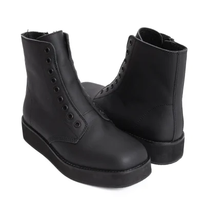 Yohji Yamamoto FEMME Square Toe Zip Leather Boots