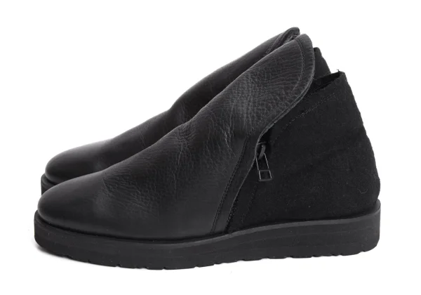 Yohji Yamamoto FEMME Melton Switching Leather Short Boots K-170822_003