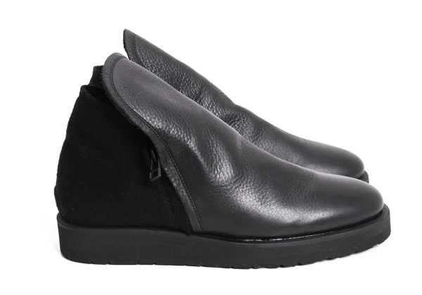 Yohji Yamamoto FEMME Melton Switching Leather Short Boots K-170822_005