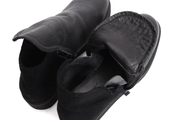 Yohji Yamamoto FEMME Melton Switching Leather Short Boots K-170822_007