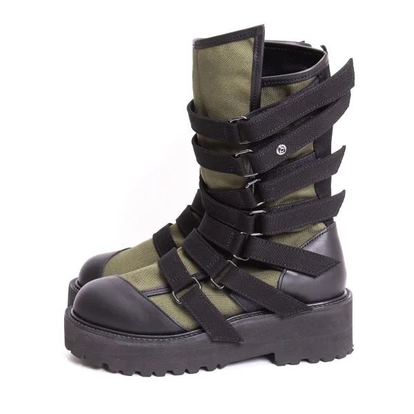 LIMI feu Leather Belted Canvas Boots K-170824_003