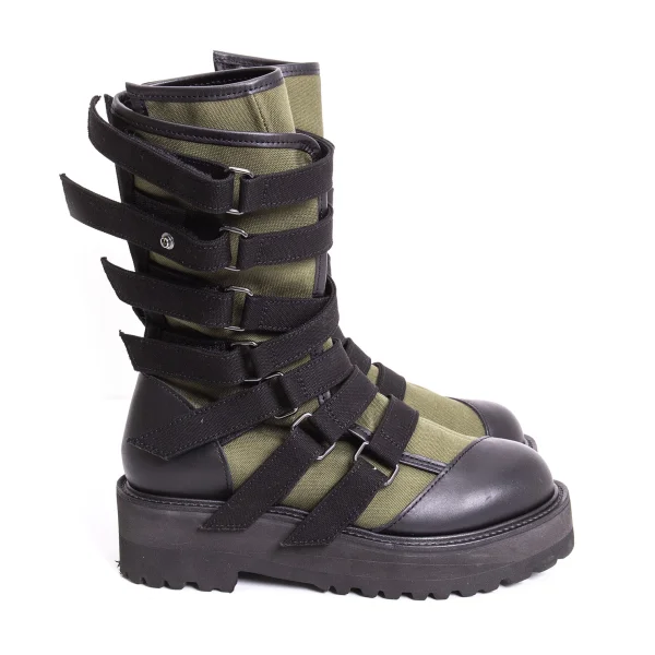 LIMI feu Leather Belted Canvas Boots K-170824_005