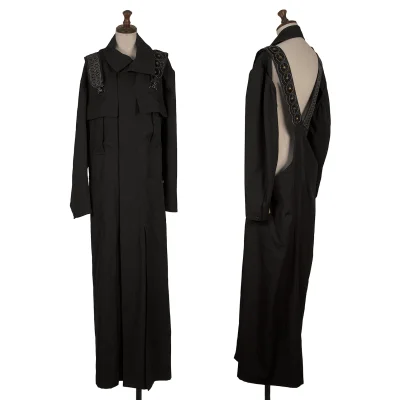 Yohji Yamamoto FEMME Beaded Shoulder Shirt Dress