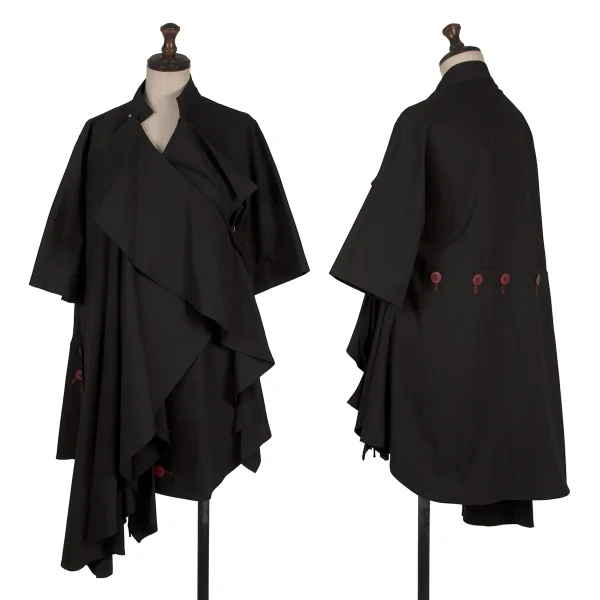 Yohji Yamamoto FEMME Many Buttons Detachable Drape Jacket Black 1 K-170830_001