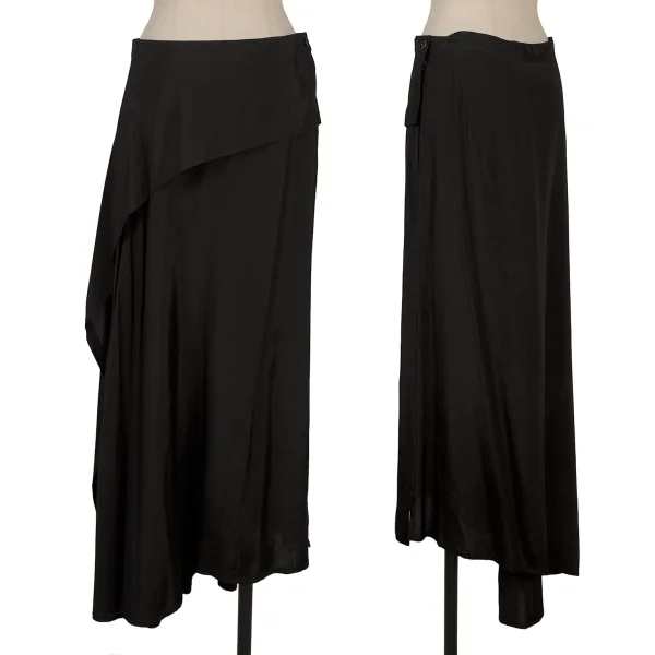 Yohji Yamamoto FEMME Draped Switching Asymmetrical Skirt Black 2 K-170831_001