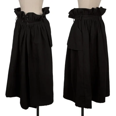 B Yohji Yamamoto Wool Gather Waist Switching Wrap Skirt