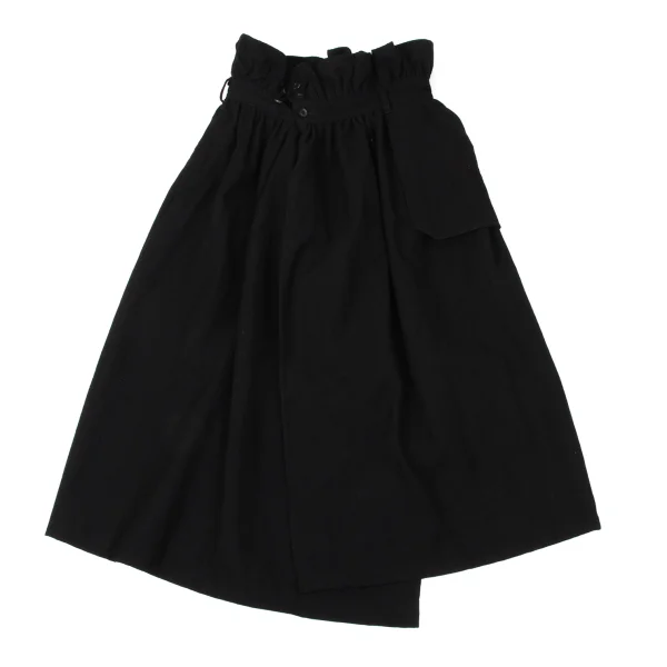 B Yohji Yamamoto Wool Gather Waist Switching Wrap Skirt K-170833_002