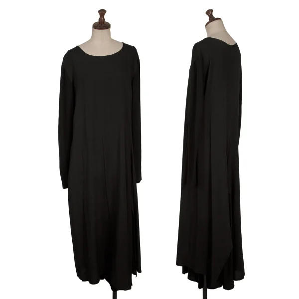 Yohji Yamamoto NOIR Knit Sleeve Switching Drape Hem Dress Black 2 K-170834_001