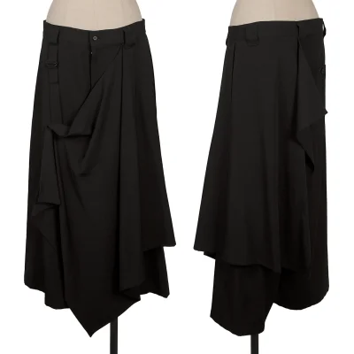 Yohji Yamamoto NOIR Wool Gabardine Half Drape Wrap Switching Cropped Pants