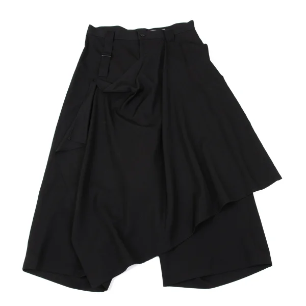 Yohji Yamamoto NOIR Wool Gabardine Half Drape Wrap Switching Cropped Pants K-170835_002