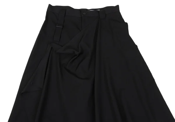 Yohji Yamamoto NOIR Wool Gabardine Half Drape Wrap Switching Cropped Pants K-170835_003