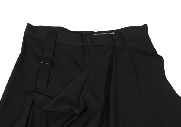 Yohji Yamamoto NOIR Wool Gabardine Half Drape Wrap Switching Cropped Pants K-170835_004