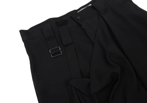 Yohji Yamamoto NOIR Wool Gabardine Half Drape Wrap Switching Cropped Pants K-170835_008