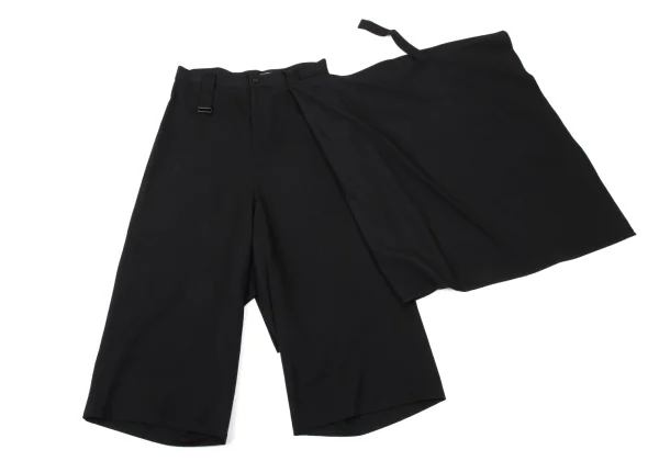 Yohji Yamamoto NOIR Wool Gabardine Half Drape Wrap Switching Cropped Pants K-170835_009
