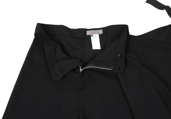 Yohji Yamamoto NOIR Wool Gabardine Half Drape Wrap Switching Cropped Pants K-170835_010