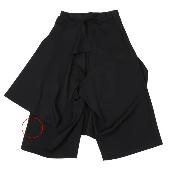 Yohji Yamamoto NOIR Wool Gabardine Half Drape Wrap Switching Cropped Pants K-170835_012