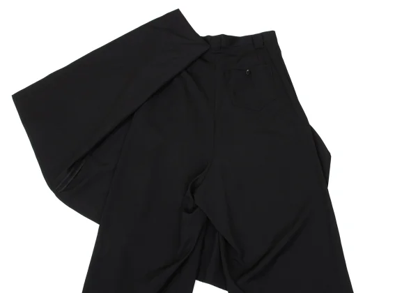 Yohji Yamamoto NOIR Wool Gabardine Half Drape Wrap Switching Cropped Pants K-170835_015