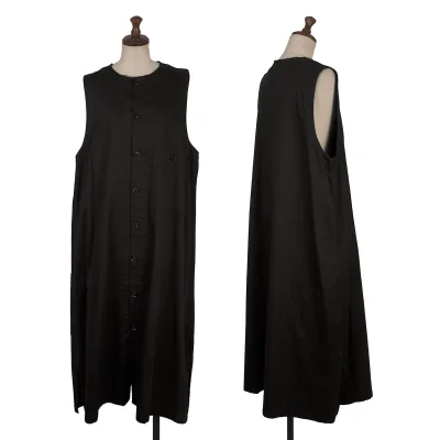 Y's Cotton Cut-off Collar Sleeveless Shirt Dress