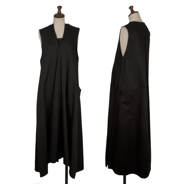 Y's BORN PRODUCT Cotton Sleeveless Flare Dress Black 2 K-170837_001