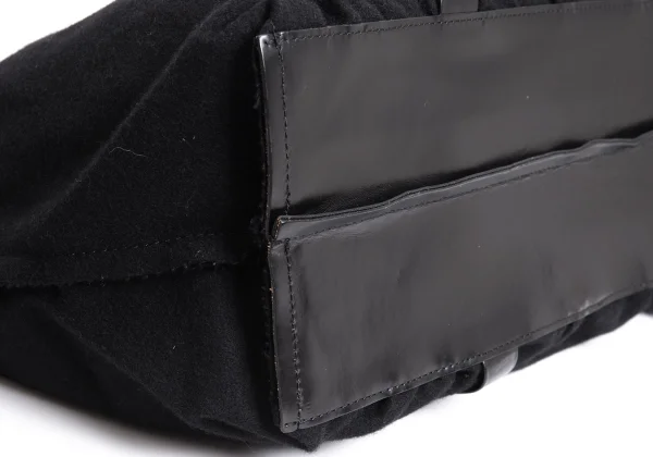 Yohji Yamamoto FEMME Leather Switching Wool Out Seam Bag K-170839_008