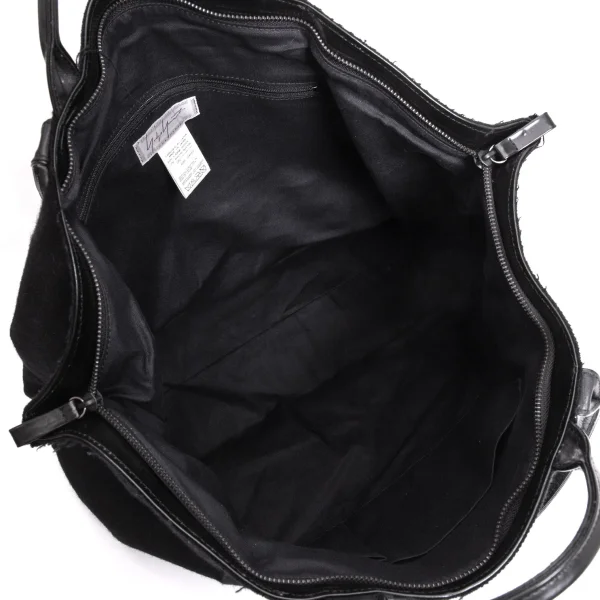 Yohji Yamamoto FEMME Leather Switching Wool Out Seam Bag K-170839_013