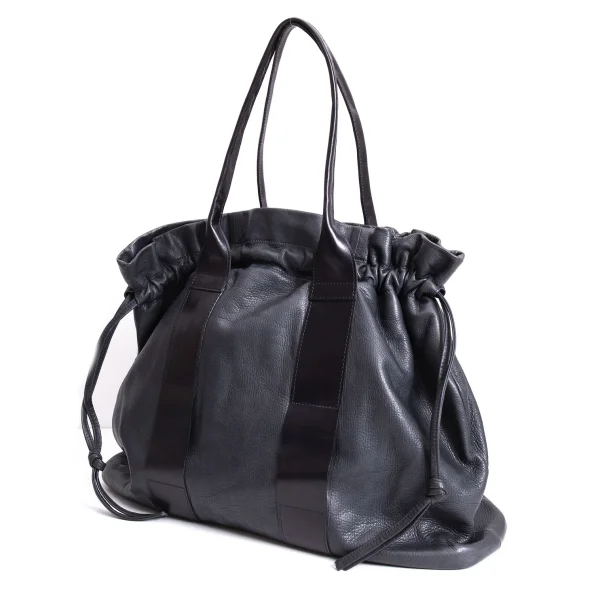 Y's Draw String Leather Bag Black  K-170840_001