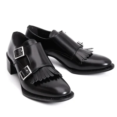 KAYO NAKAMURA by Y's Fringe Double Monk Strap Leather Shoes