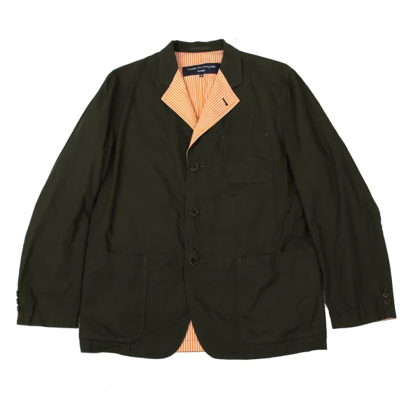 COMME des GARCONS HOMME Cotton Stripe Reversible Jacket Khaki,Orange M K-170842_001