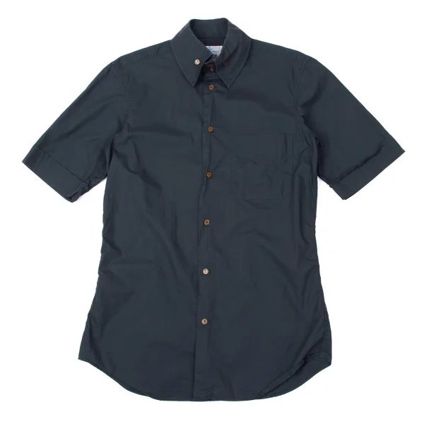 Vivienne Westwood MAN Cotton High-neck Collar Short Sleeve Shirt Navy 2 K-170843_001