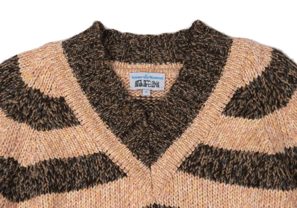 Vivienne Westwood MAN Wool Blend Orb Embroidery Striped Knit Sweater K-170848_002