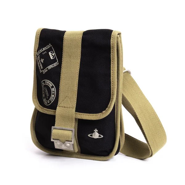 Vivienne Westwood Canvas Flap Shoulder Bag Khaki,Black  K-170856_001