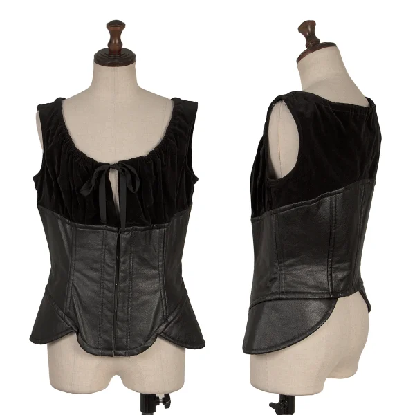 COMME des GARCONS Synthetic Leather Switching Sleeveless Top Black S K-170860_001