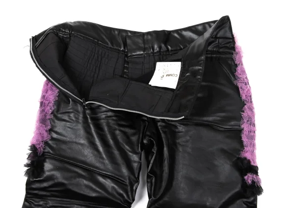COMME des GARCONS Synthetic Leather Ruffled Pants K-170861_009