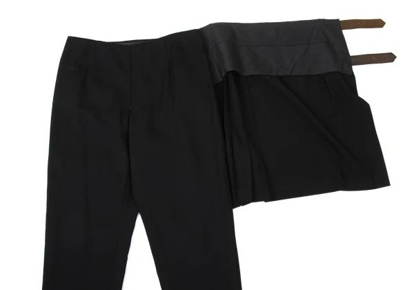 COMME des GARCONS Wool Gabardine Side Belt Wrap Pleats Skirt Pants K-170866_004