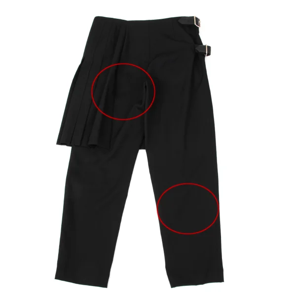 COMME des GARCONS Wool Gabardine Side Belt Wrap Pleats Skirt Pants K-170866_010