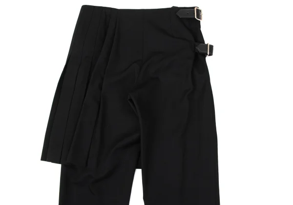 COMME des GARCONS Wool Gabardine Side Belt Wrap Pleats Skirt Pants K-170866_013