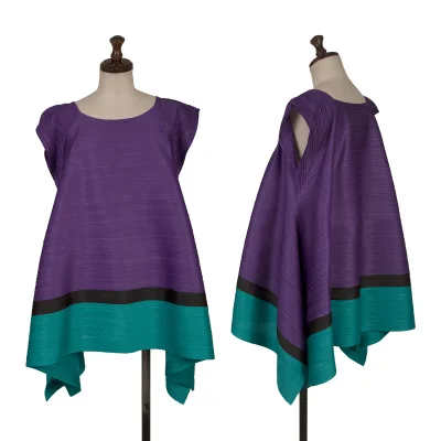 PLEATS PLEASE BOUNCE Pleats Tricolor Panel Drape Tunic